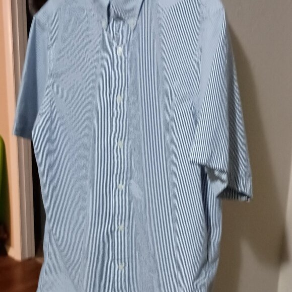 Ralph Lauren Men's Short Sleeve Button Down Shirt Size XL Blue White Pinstripe - Picture 3 of 11